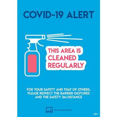 AVERY COVCPA4 COVID-19 Area Cleaned Regularly A4 Label 210 x 297 mm Blue Pack of 2