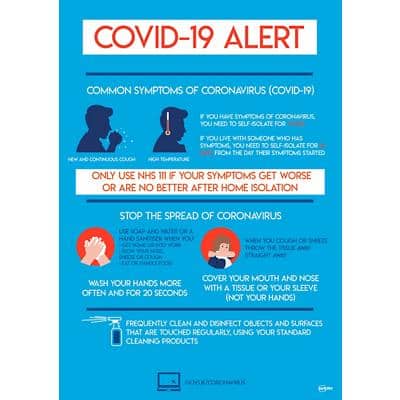 Avery COVID-19/Coronavirus Business Guidelines Label Sign Removable Self-Adhesive 297 x 420mm Blue 2 x A3