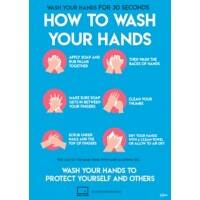 Avery COVID-19/Coronavirus How to Wash Hands Label Sign Removable Self-Adhesive 210 x 297mm Blue 2 x A4