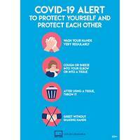 Avery COVID-19/Coronavirus Prevention Label Sign Removable Self-Adhesive 297 x 420mm Blue 2 x A3