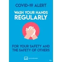 Avery COVID/Coronavirus Wash Your Hands Label Sign Removable Self-Adhesive 210 x 297mm Blue 2 x A4