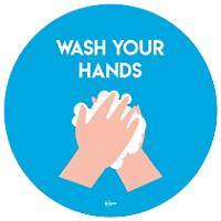 Avery COVID/Coronavirus Wash Hands Circular Label Sign Removable Self-Adhesive Ø275mm Blue 2