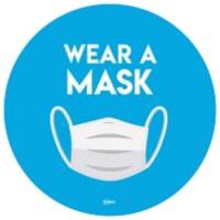 Avery COVID/Coronavirus Wear A Face Mask Circular Label Sign Removable Self-Adhesive Ø275mm Blue 2