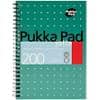 Pukka Pad Notebook Metallic Jotta A5 Ruled Spiral Bound Cardboard Hardback Green Perforated 200 Pages Pack of 3