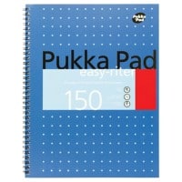 Pukka Pad Notebook Metallic Easy-Riter A4+ Ruled Spiral Bound Cardboard Hardback Blue Perforated 150 Pages Pack of 3