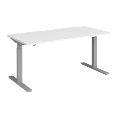 Elev8 Rectangular Sit Stand Single Desk with White Melamine Top and Silver Frame 2 Legs Touch 1600 x 800 x 675 - 1300 mm