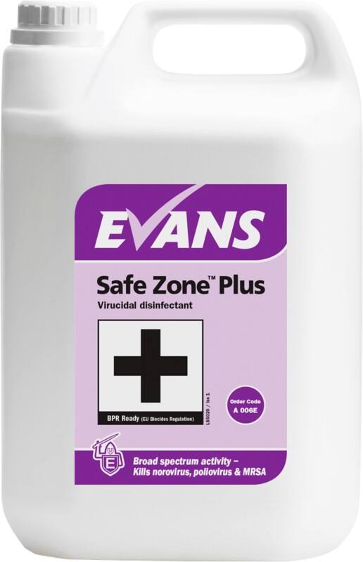 Evans Vanodine Virucidal Disinfectant Safe Zone Plus No Perfumes 5L