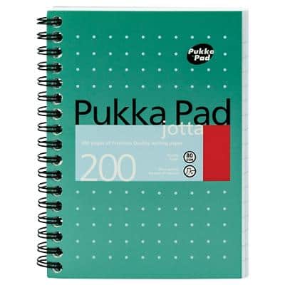 Pukka Pad Notebook Metallic Jotta A6 Ruled Spiral Bound Cardboard Hardback Green Perforated 200 Pages Pack of 3