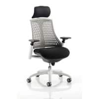 Dynamic Synchro Tilt Task Operator Chair Height Adjustable Arms Flex Grey Back, White Seat, White Frame With Headrest Medium Back