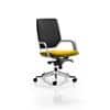 Dynamic Knee Tilt Visitor Chair Fixed Arms Xenon Black Back, Senna Yellow Seat, White Shell Without Headrest