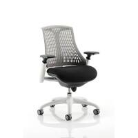 Dynamic Synchro Tilt Task Operator Chair Height Adjustable Arms Flex Grey Back, White Seat, White Frame Without Headrest Medium Back