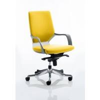 Dynamic Knee Tilt Visitor Chair Fixed Arms Xenon White Back, Senna Yellow Seat Without Headrest Medium Back