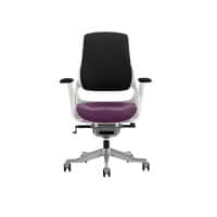 Dynamic Synchro Tilt Executive Chair Height Adjustable Arms Zure Black Back, Tansy Purple Seat, White Frame Without Headrest High Back