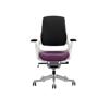 Dynamic Synchro Tilt Executive Chair Height Adjustable Arms Zure Black Back, Tansy Purple Seat, White Frame Without Headrest High Back