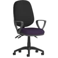 Dynamic Permanent Contact Backrest Task Operator Chair Loop Arms Eclipse Plus III Black Back, Tansy Purple Seat Without Headrest High Back