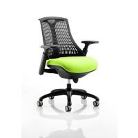 Dynamic Synchro Tilt Task Operator Chair Height Adjustable Arms Flex Black Back, Myrrh Green Seat Without Headrest Medium Back