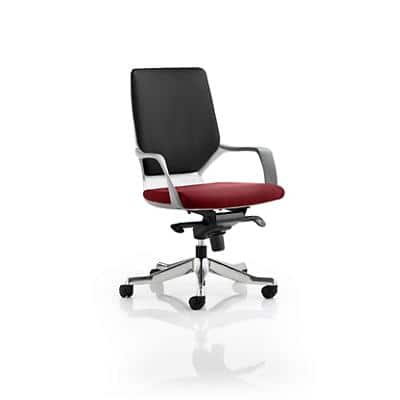 Dynamic Knee Tilt Visitor Chair Fixed Arms Xenon Black Back, Ginseng Chilli Seat, White Shell Without Headrest Medium Back