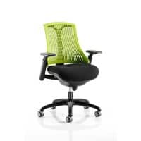 Dynamic Synchro Tilt Task Operator Chair Height Adjustable Arms Green Back, Black Seat, Black Frame Without Headrest Medium Back