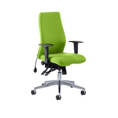 Dynamic Independent Seat & Back Posture Chair With Green Fabric Height Adjustable Arms Onyx Without Headrest High Back