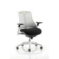 Dynamic Synchro Tilt Task Operator Chair Height Adjustable Arms Flex White Back, Black Seat, White Frame Without Headrest Medium Back