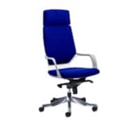 Executive Chair Xenon White Shell High Back With Headrest Fully Upholstered Stevia Blue