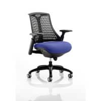 Dynamic Synchro Tilt Task Operator Chair Height Adjustable Arms Flex Black Back, Stevia Blue Seat, Black Frame Without Headrest Medium Back