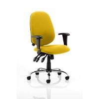 Dynamic Independent Seat & Back Task Operator Chair Senna Yellow Fabric Height Adjustable Arms Lisbon Without Headrest High Back