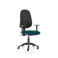 Dynamic Independent Seat & Back Task Operator Chair Height Adjustable Arms Eclipse Plus XL Black Back, Maringa Teal Seat Without Headrest High Back