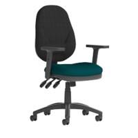 Dynamic Independent Seat & Back Task Operator Chair Height Adjustable Arms Eclipse Plus XL Black Back, Maringa Teal Seat Without Headrest High Back