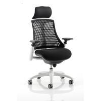 Dynamic Synchro Tilt Task Operator Chair Height Adjustable Arms Flex White Frame With Headrest Medium Back