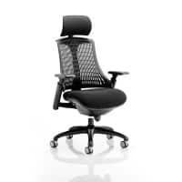 Dynamic Synchro Tilt Task Operator Chair Height Adjustable Arms Flex Black Back, Black Seat, Black Frame With Headrest Medium Back