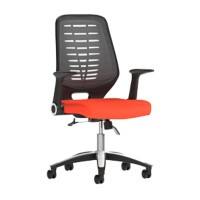 Dynamic Tilt & Lock Task Operator Chair Folding Arms Relay Silver Back, Tabasco Red Seat Without Headrest Medium Back