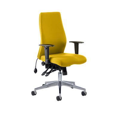 Dynamic Independent Seat & Back Posture Chair With Yellow Fabric Height Adjustable Arms Onyx Without Headrest High Back