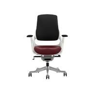 Dynamic Synchro Tilt Executive Chair Height Adjustable Arms Zure Black Back, Ginseng Chilli Seat, White Frame Without Headrest Medium Back