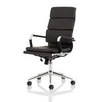 Dynamic Executive Chair Fixed Arms Hawkes Black Seat, PU Chrome Frame Without Headrest High Back