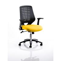 Dynamic Tilt & Lock Task Operator Chair Folding Arms Relay Black Back, Senna Yellow Seat Without Headrest Medium Back