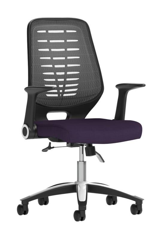 Dynamic Tilt & Lock Task Operator Chair Without Arms Relay Silver Back, Tansy Purple Seat Without Headrest Medium Back