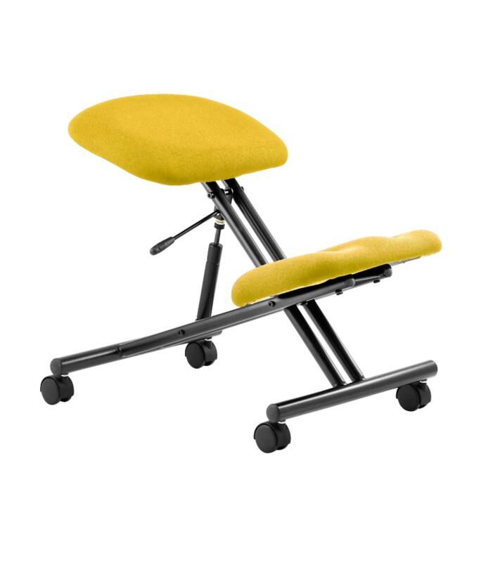 Dynamic Kneeling Stool Without Arms Kneeler Senna Yellow Seat, Black Frame Without Headrest Medium Back