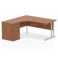 Dynamic Corner Left Hand Desk Walnut MFC Cantilever Leg Grey Frame Impulse 1600/1630 x 800/600 x 730mm