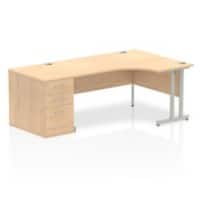 dynamic Impulse Right Hand Desk Corner Maple Cantilever 3 Drawers 1 Pedestal 2,030 (W) x 1,200 (D) x 730 (H) mm MFC (Melamine Faced Chipboard)