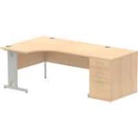 dynamic Impulse Left Hand Desk Corner Maple Cantilever 3 Drawers 1 Pedestal 2,030 (W) x 1,200 (D) x 730 (H) mm MFC (Melamine Faced Chipboard)
