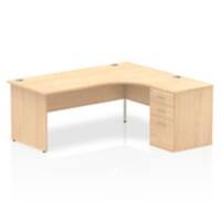 dynamic Impulse Right Hand Desk Corner Maple Base panel 3 Drawers 1 Pedestal 1,800 (W) x 1,630 (D) x 730 (H) mm MFC (Melamine Faced Chipboard)