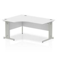 Dynamic Corner Left Hand Crescent Desk White MFC Cable Managed Cantilever Leg Grey Frame Impulse 1600/1200 x 600/800 x 730mm