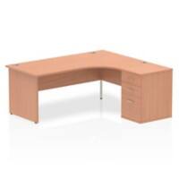 dynamic Impulse Right Hand Desk Corner Beech Base panel 3 Drawers 1 Pedestal 1,800 (W) x 1,630 (D) x 730 (H) mm MFC (Melamine Faced Chipboard)