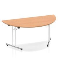Dynamic Semicircular Folding Table Oak MFC Grey Frame Impulse 1600 x 800 x 725mm