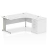 Dynamic Corner Right Hand Desk White MFC Cable Managed Cantilever Leg Grey Frame Impulse 1600/1630 x 800/600 x 730mm