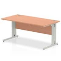 Dynamic Rectangular Office Desk Beech MFC Cable Managed Cantilever Leg Grey Frame Impulse 1600 x 800 x 730mm