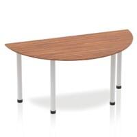 Dynamic Semicircular Table Walnut MFC Post Leg Silver Frame Impulse 1600 x 800 x 725mm