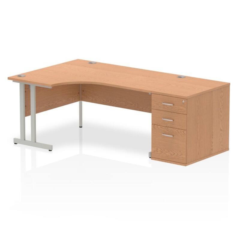 dynamic Impulse Left Hand Desk Freeform Oak Cantilever 3 Drawers 1 Pedestal 2,030 (W) x 1,200 (D) x 730 (H) mm MFC (Melamine Faced Chipboard)