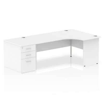 Dynamic Corner Right Hand Desk White MFC Panel End Leg White Frame Impulse 1800 x 1200 x 730 mm